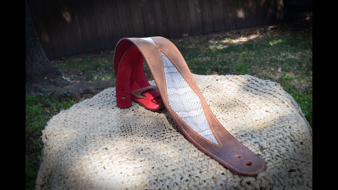 Crafting a Stunning Buffalo Leather Guitar Strap with Snake Inlay Diamonds | Dallas Bag Company