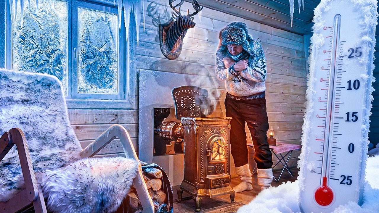 I HID in a COZY HUT in the FOREST from the EXTREME FROST -13 F/ -25 С to SURVIVE