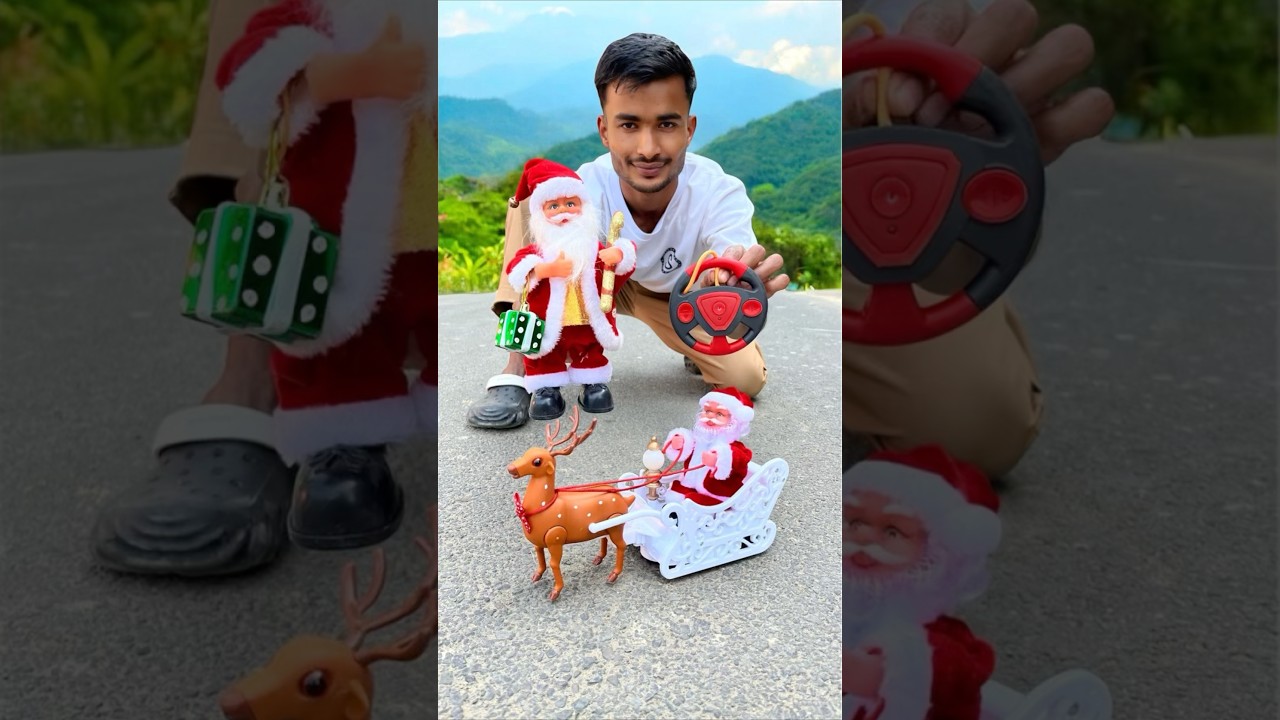 Pilot zdalnego sterowania 2 Ta Święty Mikołaj z saniami i reniferami &ndash; prezent 🎁 Rozpakowywanie