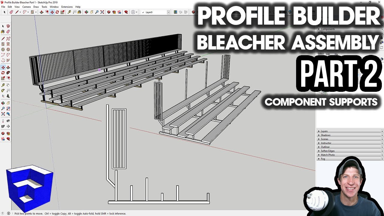 Creating a Bleacher Assembly in Profile Builder and SketchUp - Part 2 - Component Supports