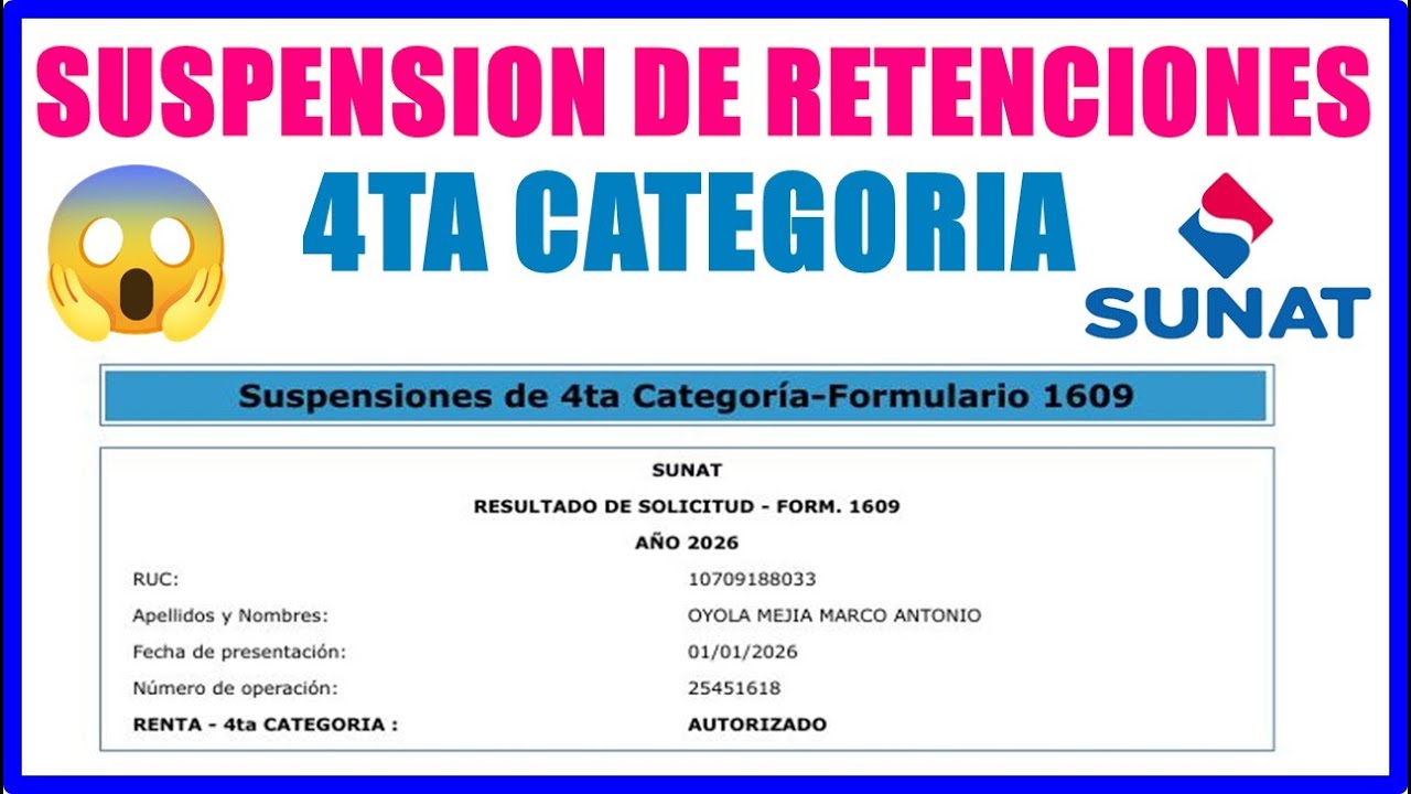 SUNAT 2026 🚨 Cómo Hacer la Suspensión de Renta de 4ta Categoría (Paso a Paso)