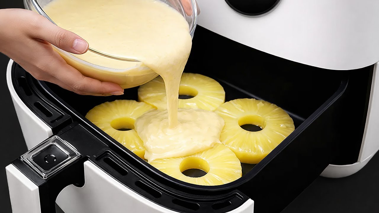 Ananas in den Airfryer&hellip; nur gie&szlig;en! Airfryer Kuchen (Ohne Ofen)!