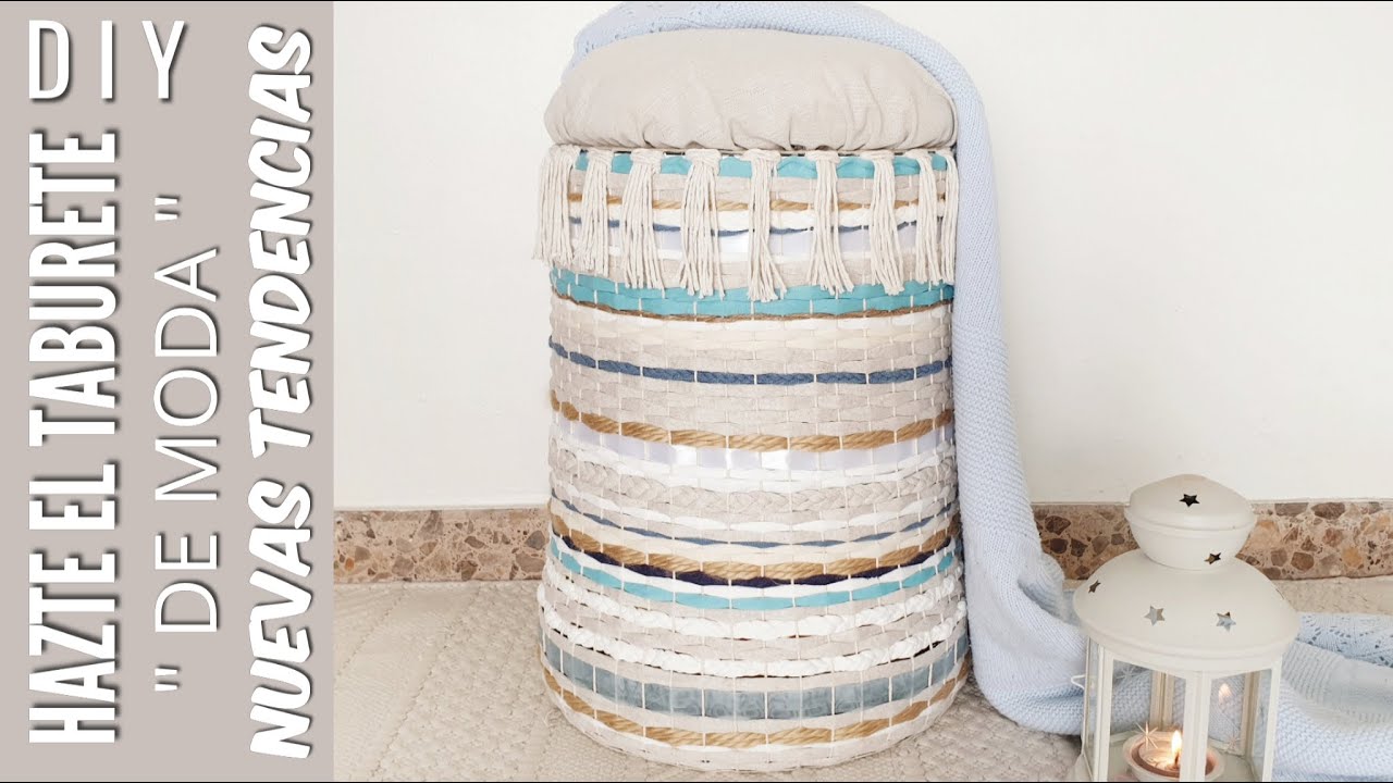 DIY COMO HACER UN SILLÓN PUFF CON TRAPILLO FÁCIL | TRANSFORMA UN BOTE DE PINTURA EN PUFF O TABURETE
