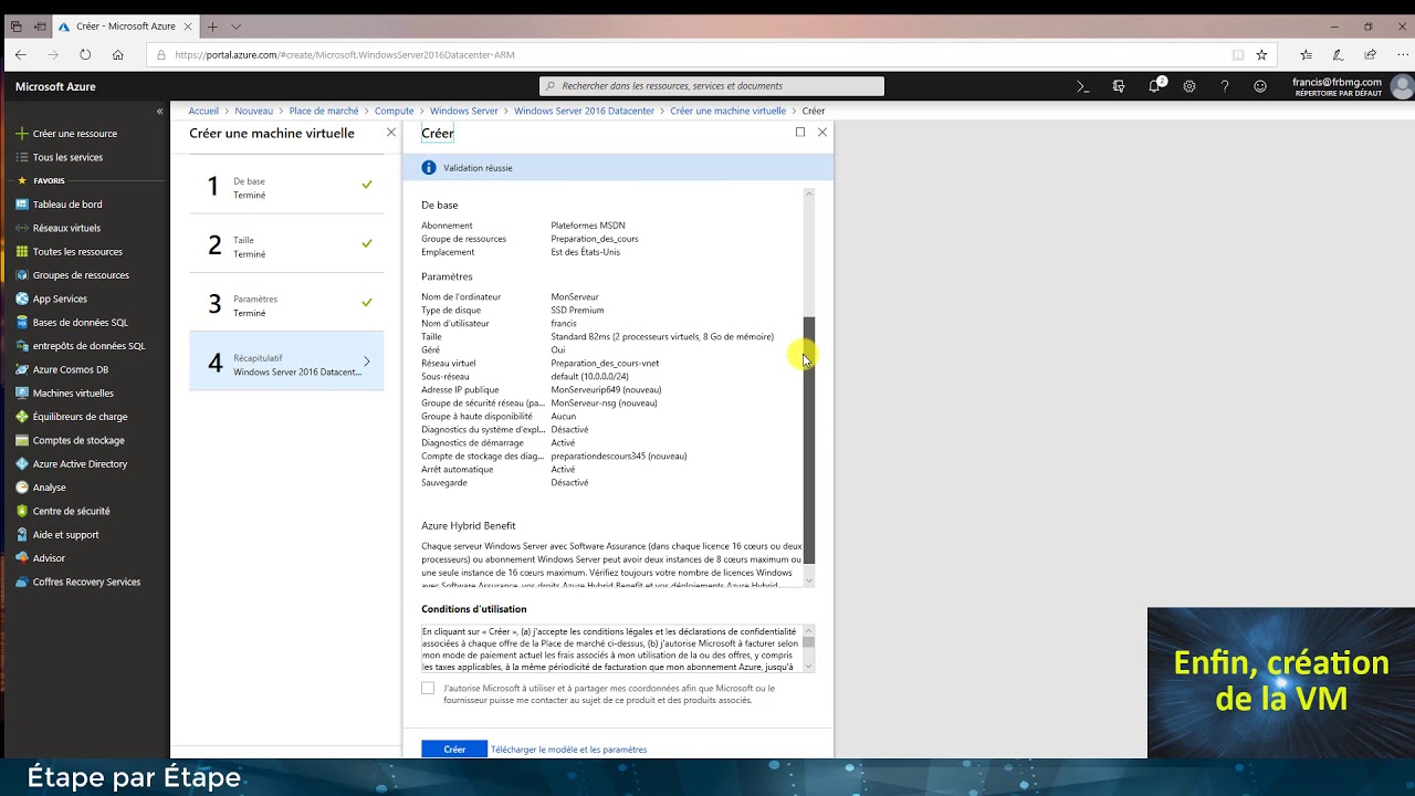 Azure - Creation d'une machine virtualle