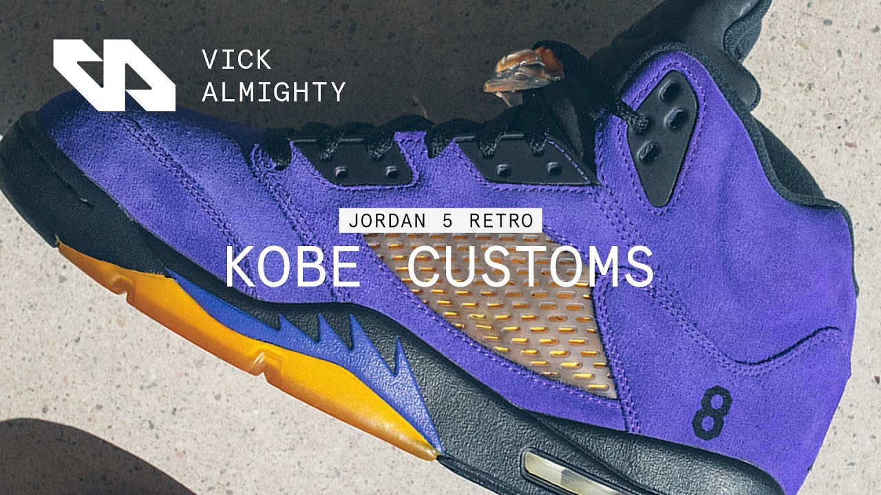 Вик Алмайти кастомизировал кроссовки Air Jordan 5 в честь Коби Брайанта.