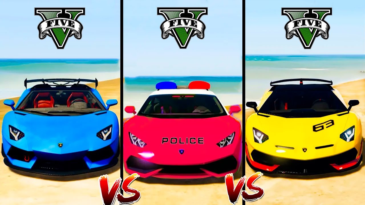 Lamborghini vs Police vs Fast Lamborghini - GTA 5 Which Car is Best?