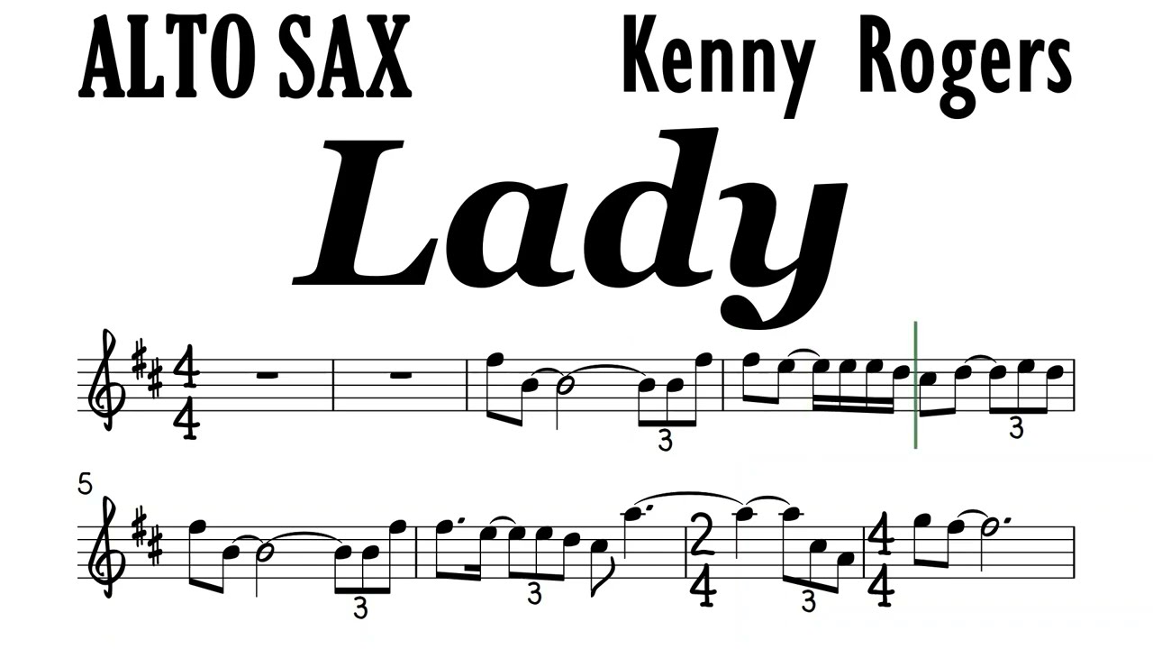 Lady by Kenny Rogers Alto Sax Sheet Music Backing Track Play Along Partitura