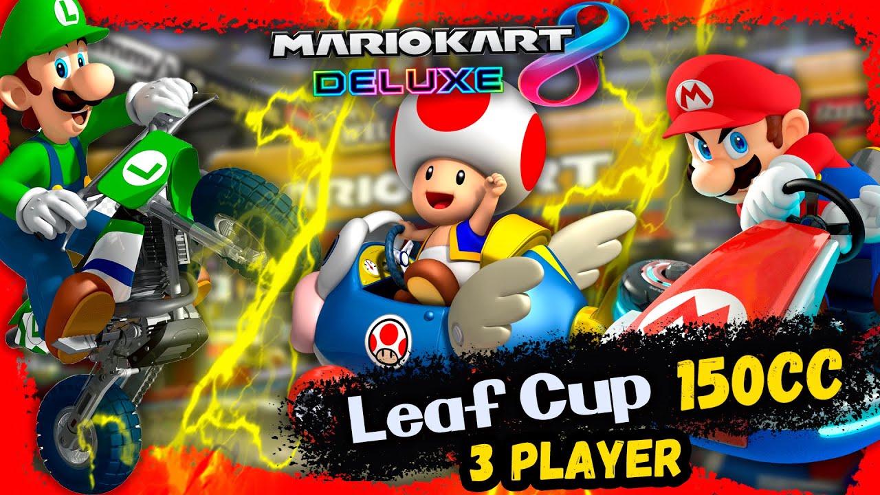 Mario Kart 8 Deluxe – Grand Prix 3 Players | Leaf Cup 150cc (Mario vs Luigi vs Toad)