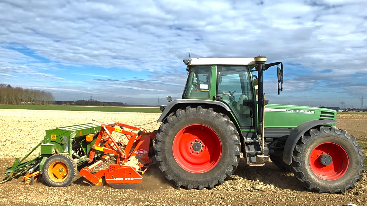 Favorit 514 C + 6 Zylinder Turbo mit Kuhn HRB 252 Kreiselegge & Amazone D8 25 Super sät Sommergerste
