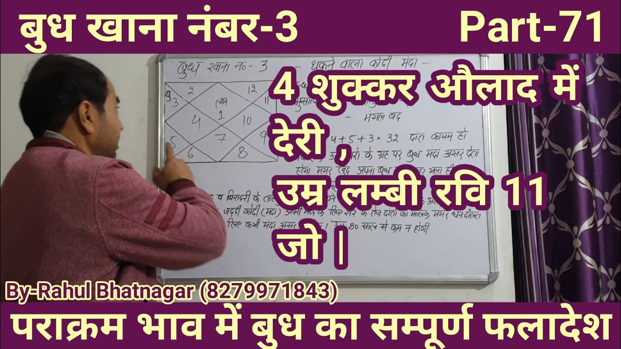 Mercury in 3rd house/बुध खाना नंबर-3/तीसरे भाव में बुध/Lal kitab/By-:Rahul Bhatnagar, Class-71