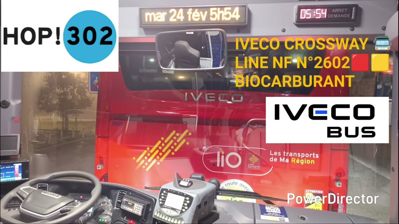 LIO OCCITANIE🟥🟨SOUND🔊TRAJET EN IVECO CROSSWAY LINE NF SUR LA LIGNE 302 HOP!2 COMPLÈTE BORDEROUGE