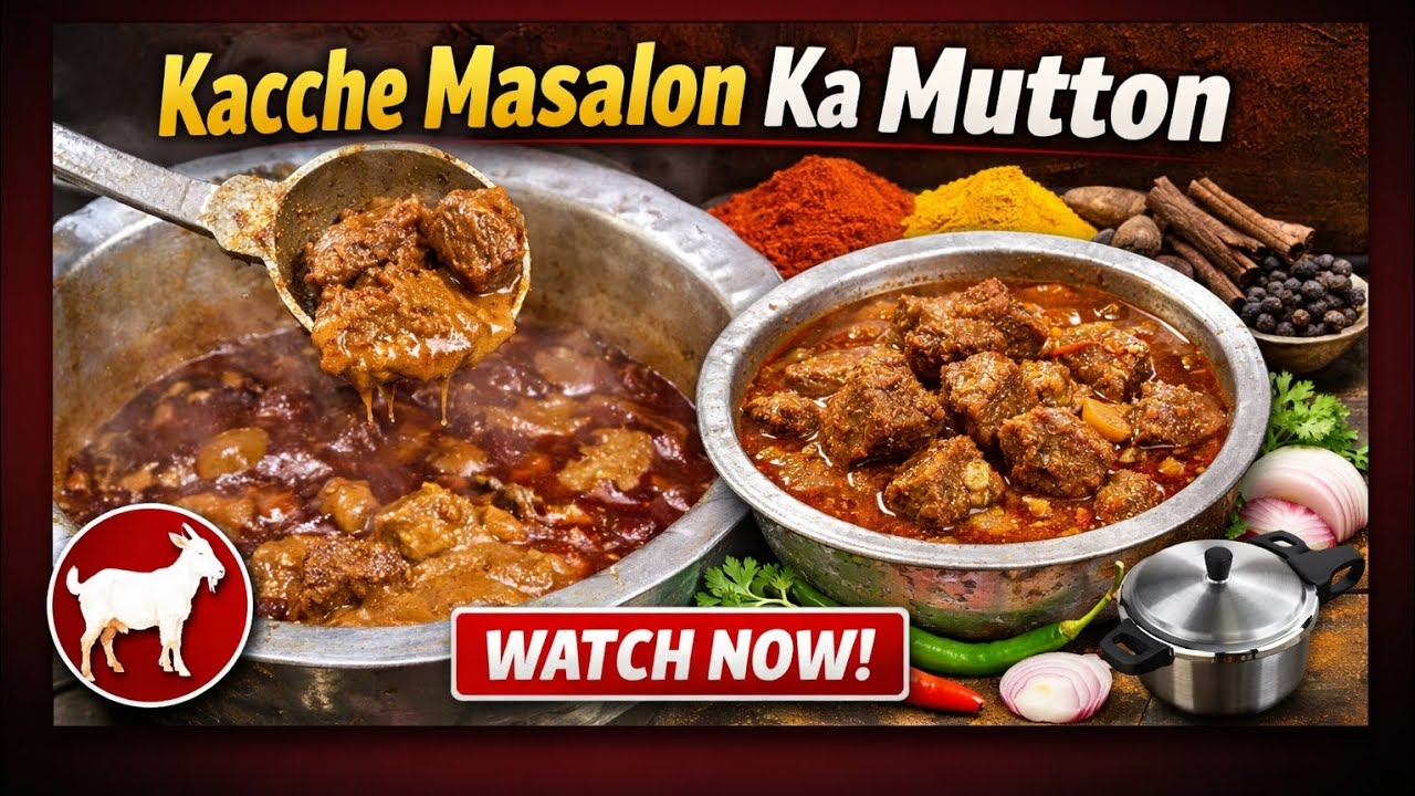 “Gaon-style kacche masalon// ka mutton, soft aur juicy gravy ke saath.” //cooking with asma 