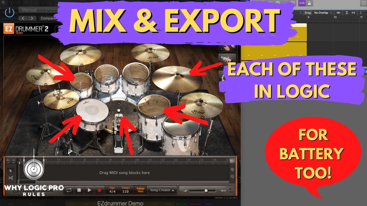 How to Mix/Export Each Drum From EZDrummer & Battery