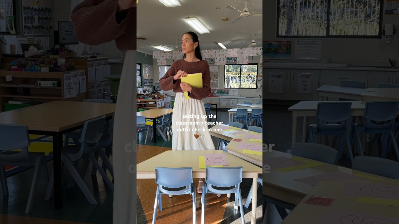 classroom set up + teacher outfit check 🤎#fashion #ootd #outfit #teacher #fashionstyle #trending