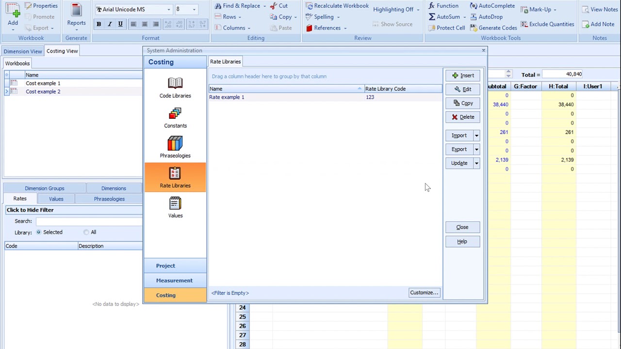 Video 12 - 5D BIM Set up of Rates Library CostX