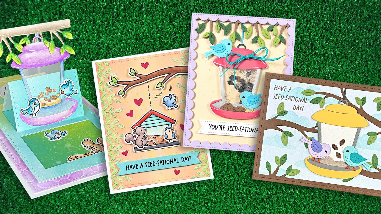 Intro to Build-A-Bird Feeder, Leafy Border & Tree Branches Border + 4 cards start to finish