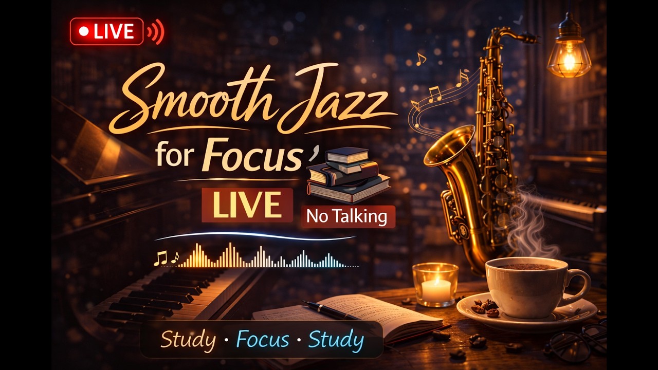 Smooth Jazz for Focus Live 📚 No Talking