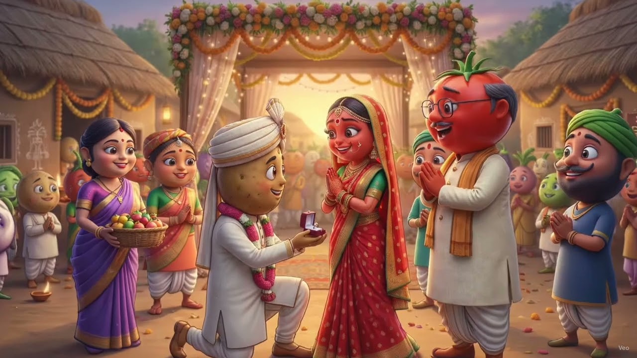 टमाटर 🍅 और आलु की शादी?😱😱#trending #viral #aivideo #animation #kids #cartoon 