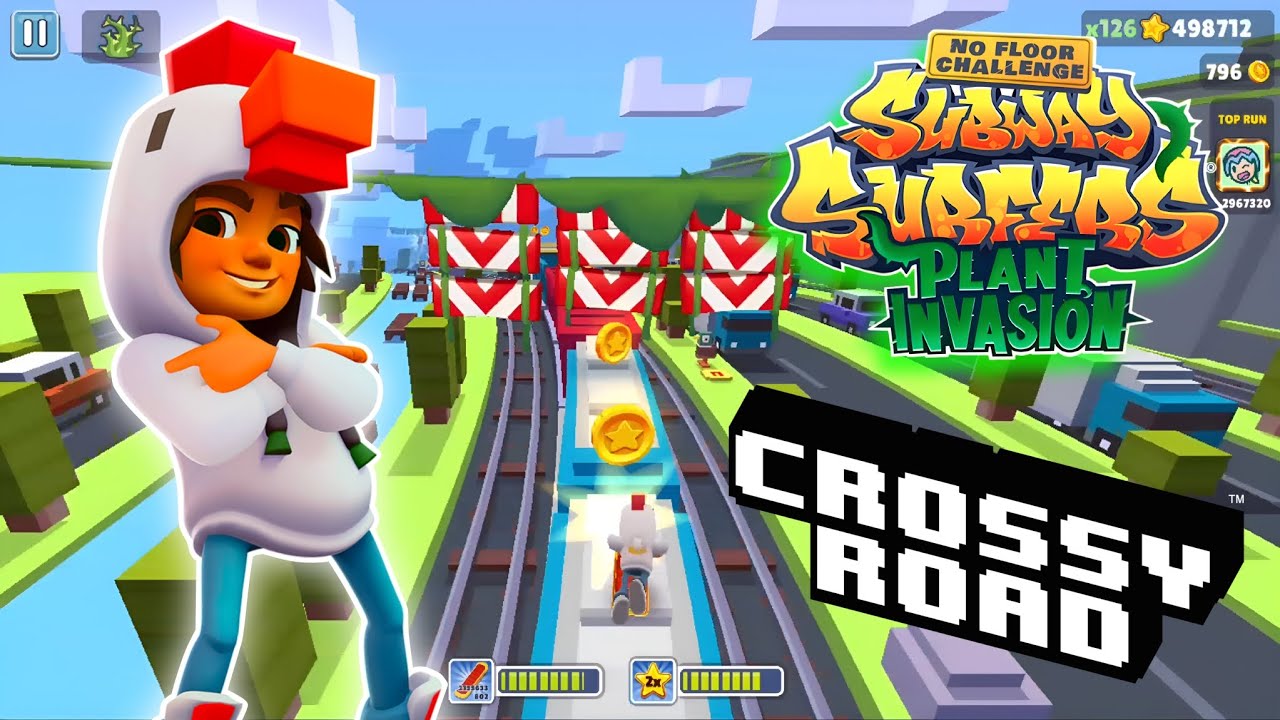 Subway Surfers PLANT INVASION in Crossy Road 2025 - Subway Surfers No Floor Challenge!