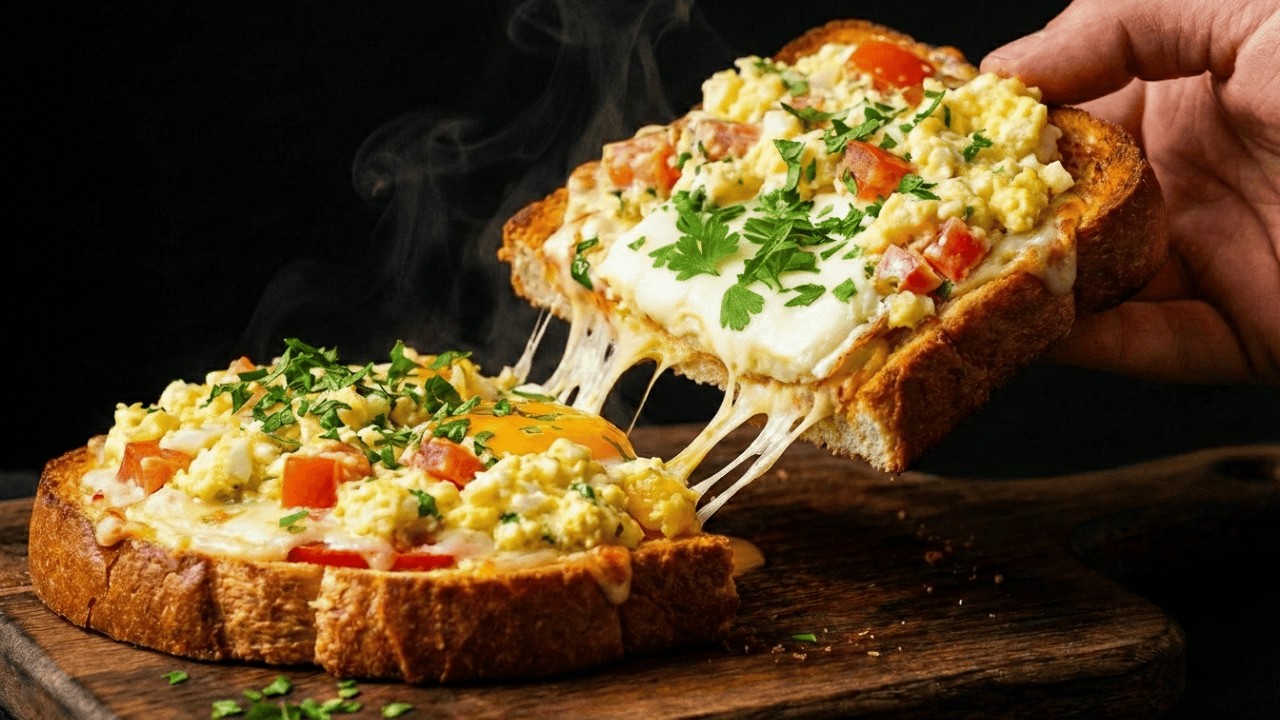 Breakfast Ideas: The Best 5-Minute Egg, Cheese & Tomato Toast!