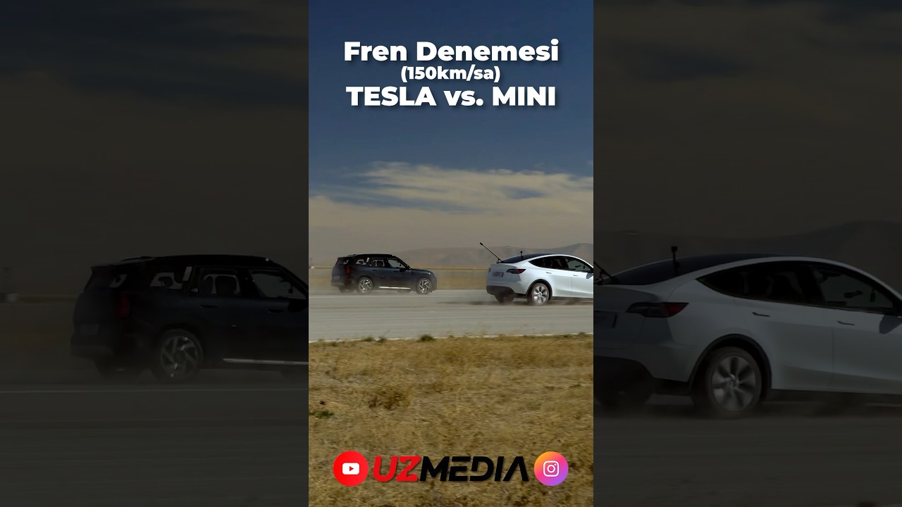 150km Hızla Fren Testi: Mini Counrtyman E vs Tesla Model Y SR