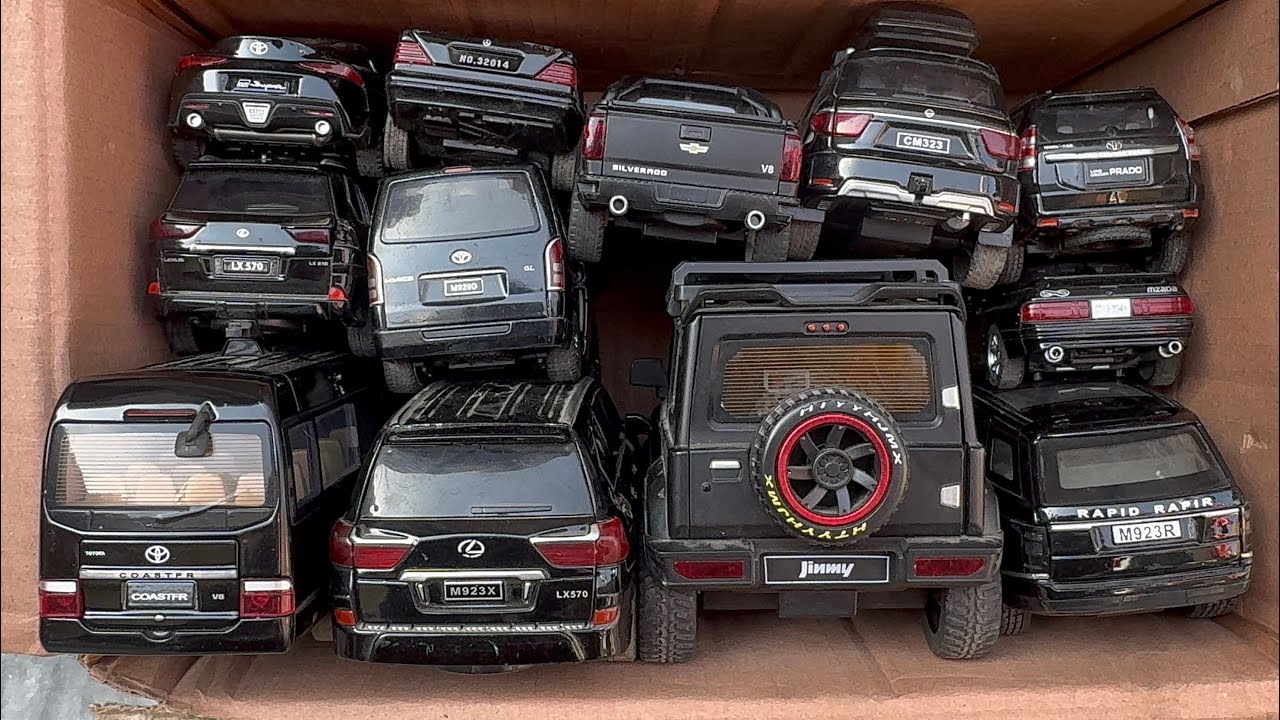 Lets find a box full of Black model cars,Toyota,Honda,Lexus,mecedes,Audi,volkswegon,Chevrolet,Ram,
