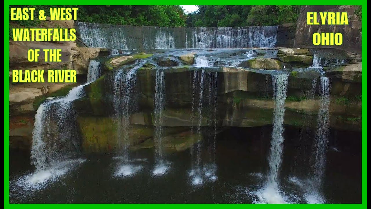 East & West Waterfalls of the Black River - Elyria, Ohio - Drone Ohio