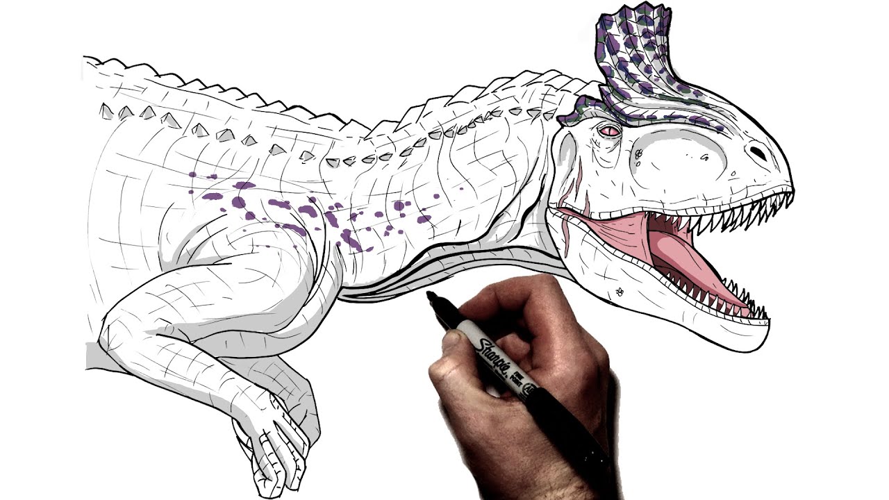 How To Draw Cryolophosaurus | Step By Step | Jurassic World