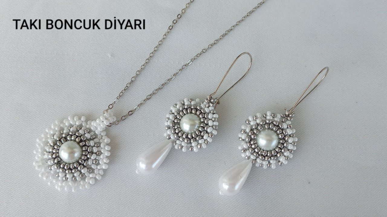 İNCİ BONCUK İLE ZARİF KOLYE &KÜPE SETİ YAPIMI /ELEGANT NECKLACE & EARRING SET WITH PEARL BEADS #diy