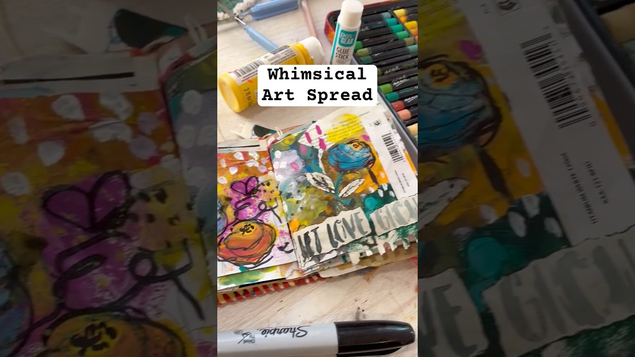 ✨Whimsical Art Journal Spread #artjournal #artjournalpage #journalspread