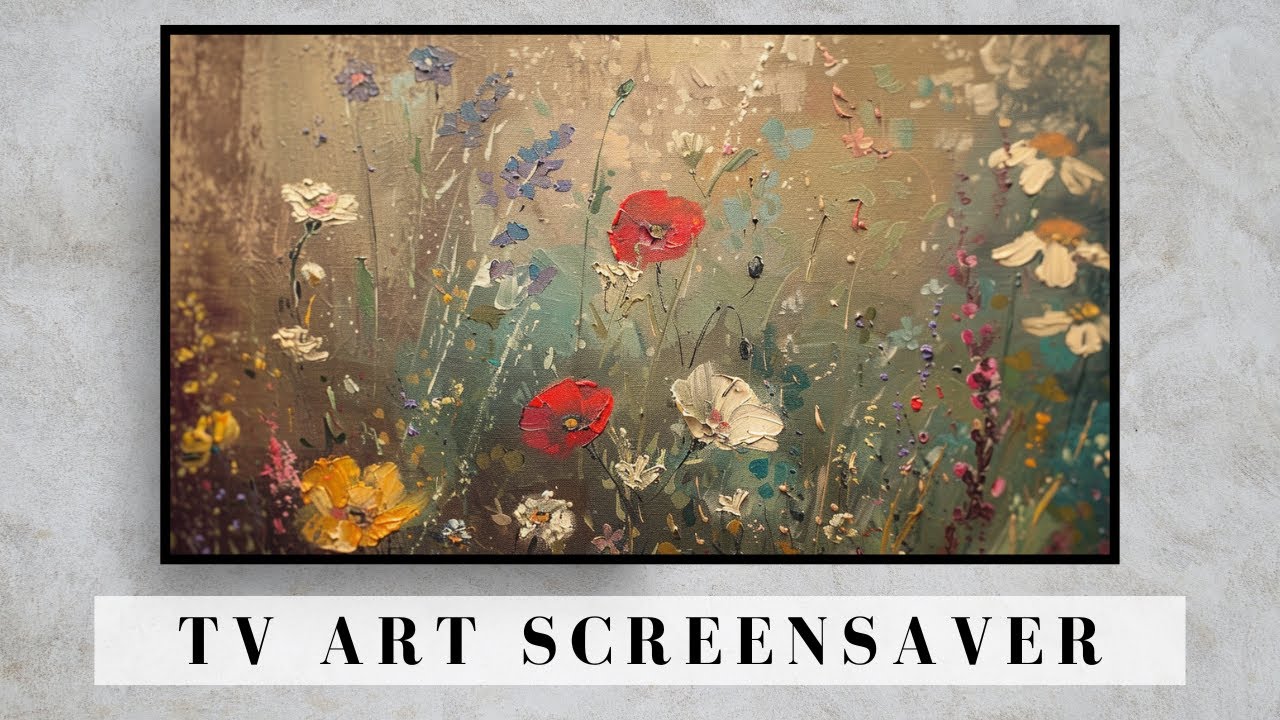 Vintage Moody Flower Painting | Tv Screensaver Art Wallpaper | Spring Floral Artwork | 2 HR