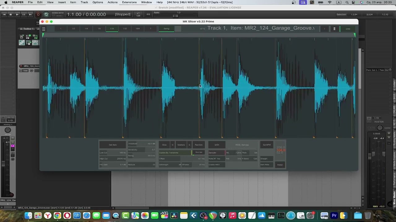 Reaper Выравниваем аудио по сетке  Swing Drums   Slicer, Serato