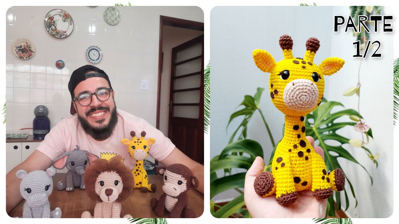 Safari Amigurumi Passo a Passo GIRAFA (Parte 1/2) Coleção Safari do Ti #tiagoamigurumi