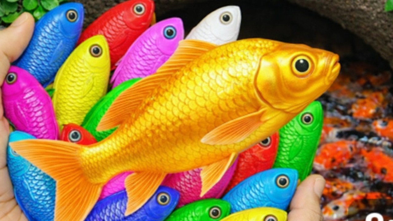 Catch aquarium color catfish in small pond baby turtle, pencil  fish, guppy fish, koi fish#petfish