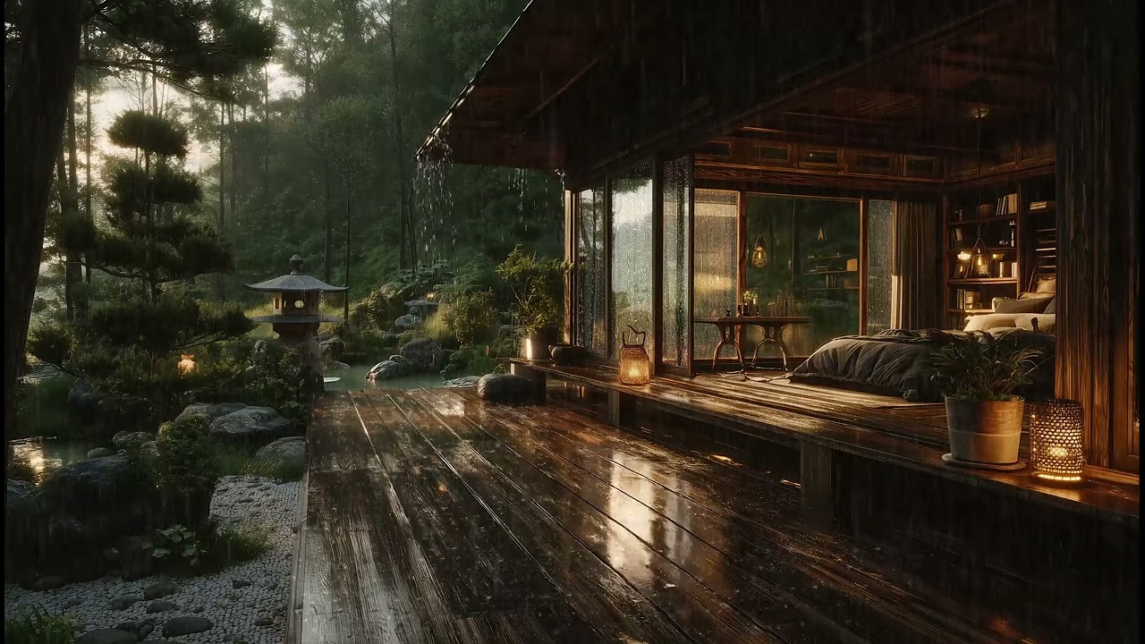 Дождливая ночь в лесной хижине 🌧 | Расслабляющие звуки дождя для мгновенного сна