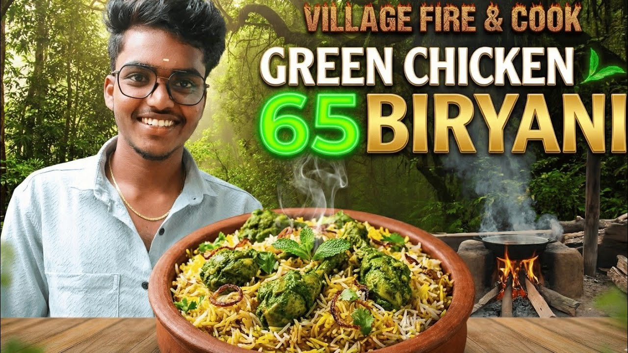 🌿🔥 GREEN 65 BIRYANI | Ultimate Green Masala Chicken 65 Biryani 😍🍗✨
