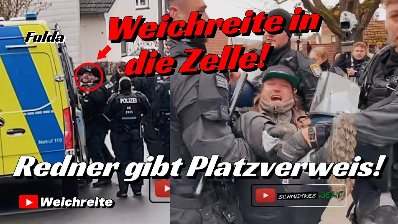 Weichreite in Zelle ! Polizei Hessen Fulda 28.3.26 Gr&uuml;ndung AfD Jugend & Antifa Gegendemo