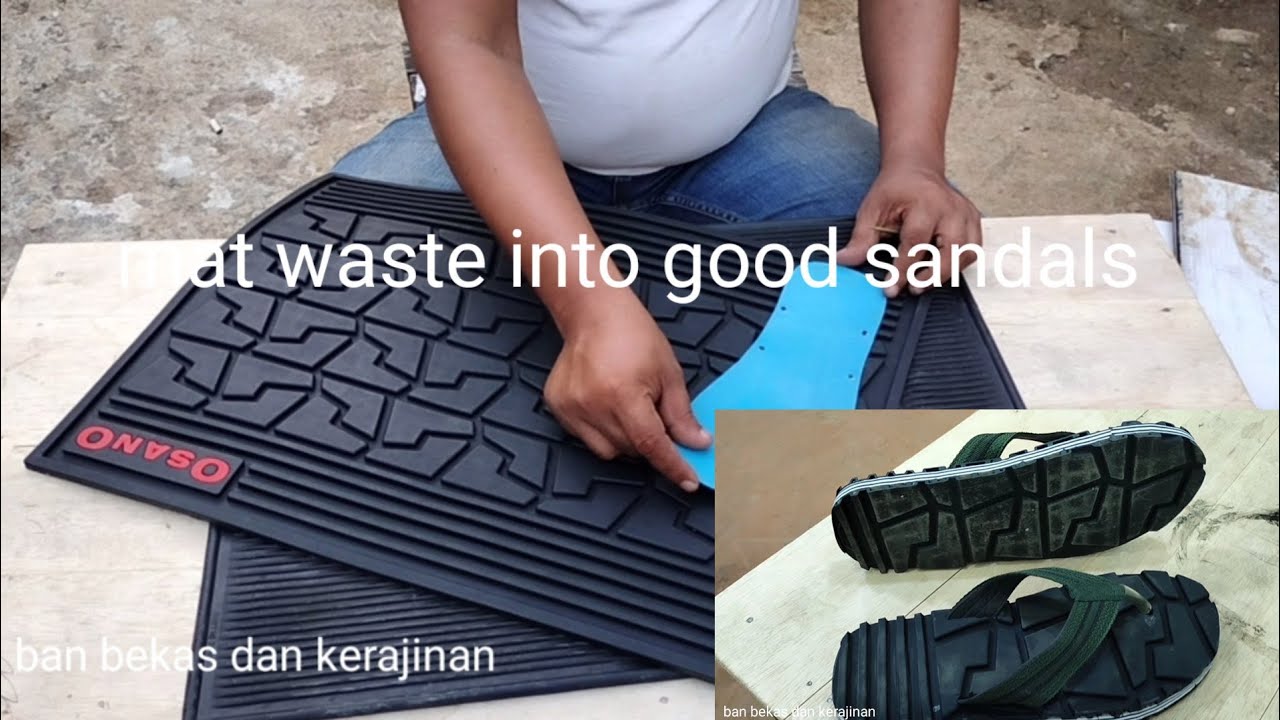 Making flipflops from rubber mat