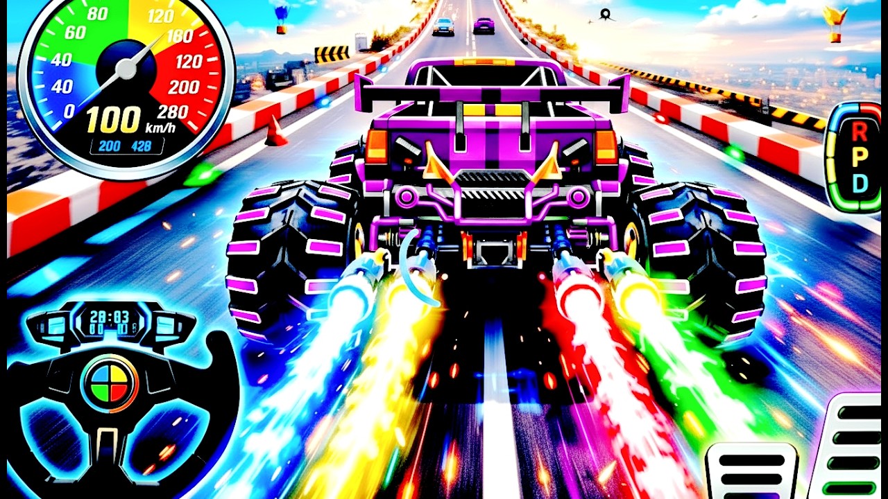 Mega Ramp Monster Car Racing 3D - Extreme Car Stunts -Android Gamepla #viral #monster truck