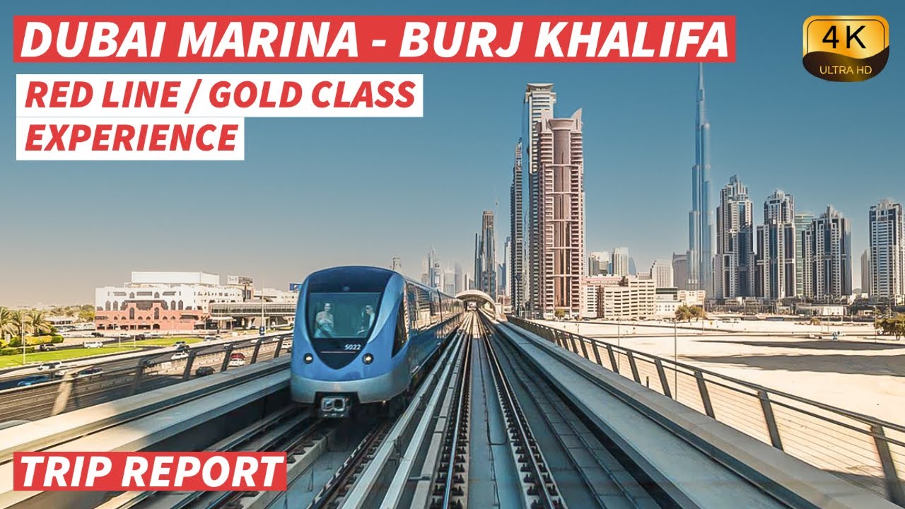 【4K】Опыт поездки на метро Дубая от Дубай Марины до Бурдж-Халифа в золотом классе – с субтитрами【CC】