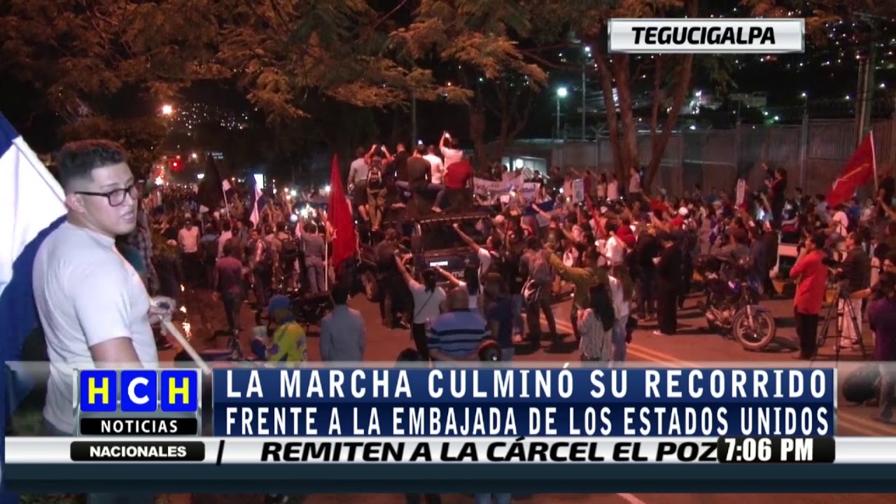 Capitalinos realizan marcha desde el HEU culminando frente a la Embajada Americana