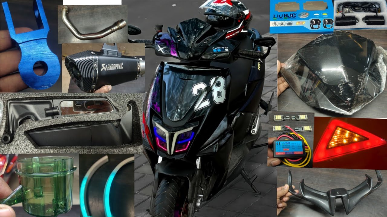 Ntorq 125 all accessories | full modification accessories| exhaust|band pipe|RGB| mirror 