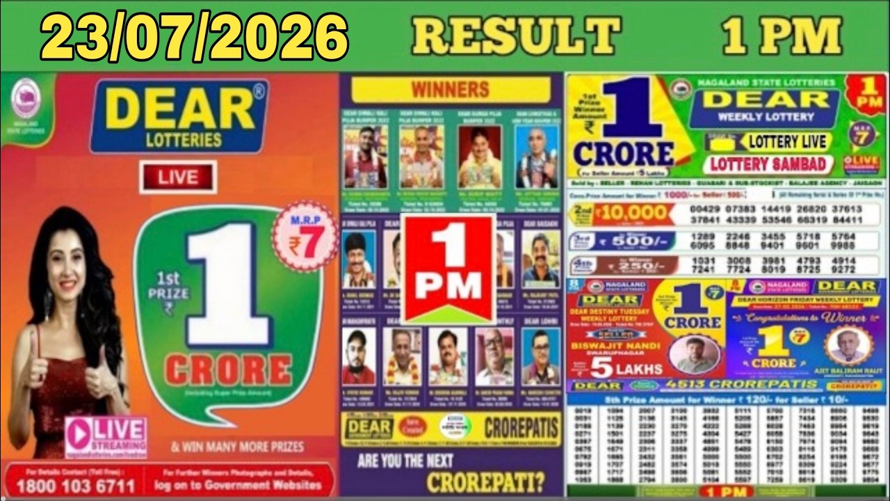 Nagaland State Lottery Result Live | Dear Lottery Result Today 8pm 22/07/2026 | Lottery Sambad