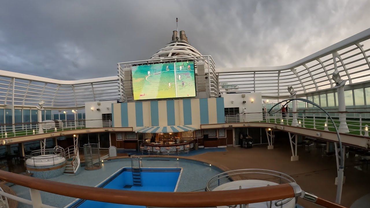 Pool deck area Azura cruise ship Walk Tour 4k