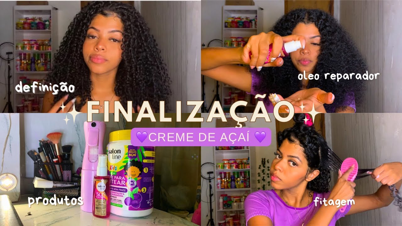 TESTEI O CREME DE AÇAÍ DA SALON LINE💜✨ *finalização| minha divisão| dicas| produtos*