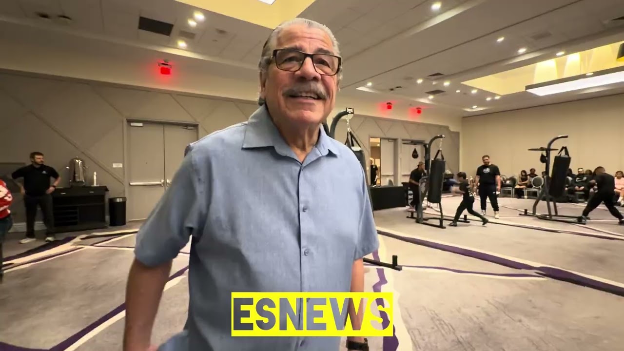 Fighter KOs heavy bag and stitch Duran working the mike has an invitational