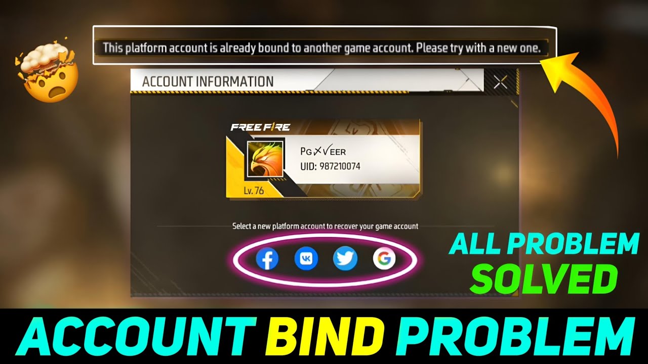 THIS PLATFORM IS ALREADY BOUND TO ANOTHER GAME ACCOUNT THIK KAISE HOGA?ACCOUNT RECOVERY FREEFIRE||
