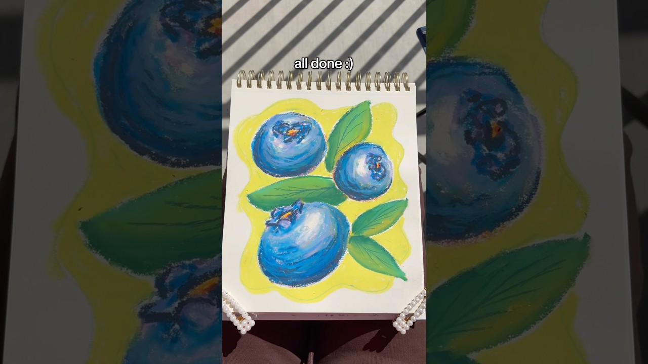Рисуем чернику оранжевой масляной пастелью 🫐 