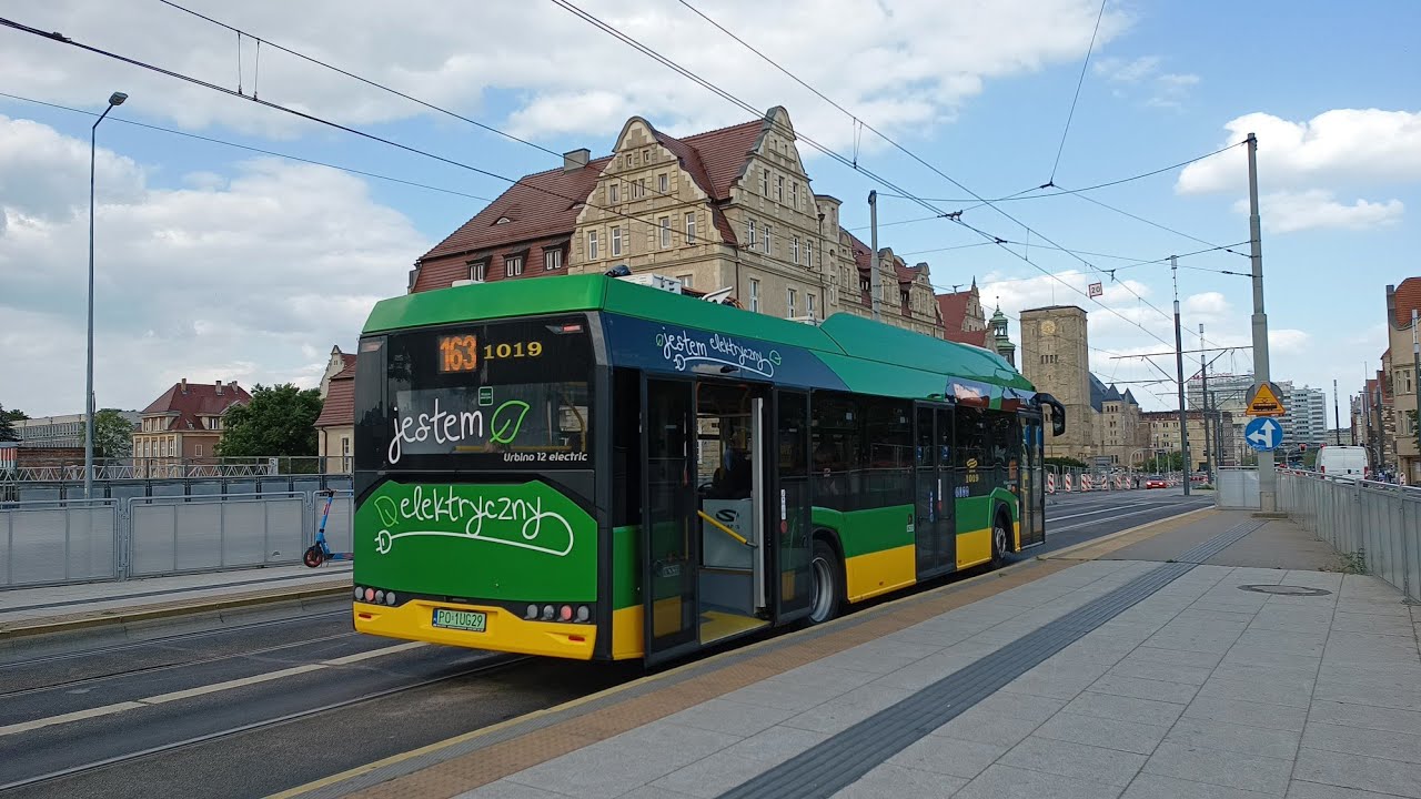 [MPK Poznań] Solaris Urbino 12 IV Electric #1019 - linia 163, kierunek Garbary PKM