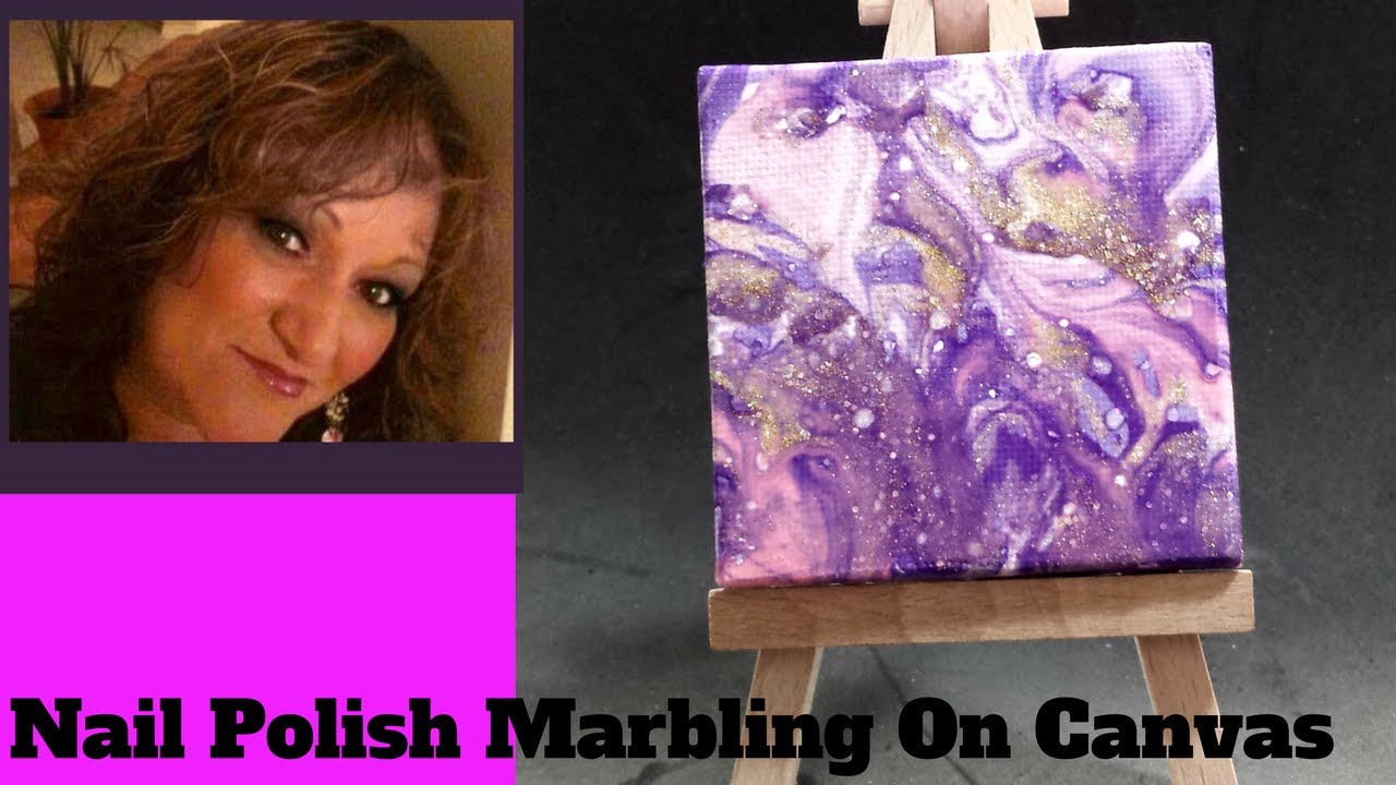 Purple Hue Nail Polish Marbling On Canvas